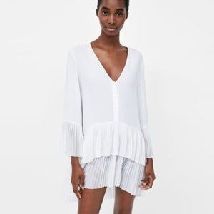 Zara Contrasting Pleated Tunic Blouse